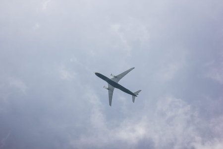 Chiangmai, Thailand - August 1 2019:  B-16338 Airbus A330-300 of EvaAir. take off from Chiangmai...