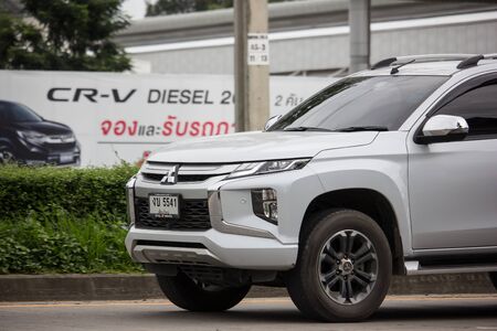 Chiangmai, Thailand - August 9 2019: Private car, New Mitsubishi Triton Pickup Truck. On road no.1001, 8 km from Chiangmai Business Area.のeditorial素材