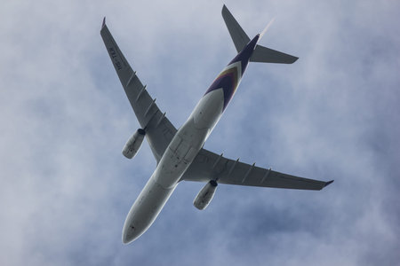 Chiangmai, Thailand - August 23 2019: HS-TER  Airbus A330-300 of Thaiairway. Take off from Chiangmai...