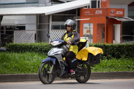 Chiangmai, Thailand - August 29 2019: Flash Express and Logistics Mini Container Motorcycle. Photo...