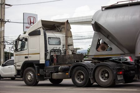 Chiangmai, Thailand - August 29 2019: Private Volvo Trailer Truck.  Photo at road no.121 about 8 km from downtown Chiangmai, thailand.のeditorial素材
