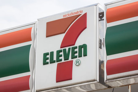 Chiangmai, Thailand - September 23 2019: Logo of 7-11 store. Location on rural road about 6 km from...