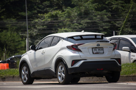 Chiangmai, Thailand - September 24 2019: New Toyota CHR Subcompact Crossover SUV Hybrid Car. Car on...