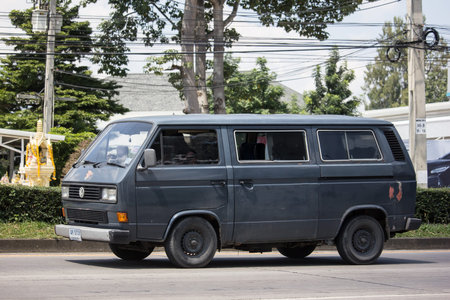 Chiangmai, Thailand -  October 3 2019: Private van,Old Volkswagen. Photo at road no.121 about 8 km...