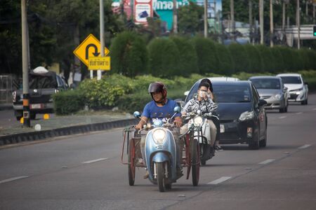 Chiangmai, Thailand -  October 10 2019: Private Motorcycle, Honda Honda On highway road. Road to chiangmai city.のeditorial素材