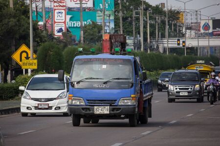 Chiangmai, Thailand -  October 10 2019: Private Isuzu Dump Truck. On road no.1001 8 km from Chiangmai Business Area.のeditorial素材