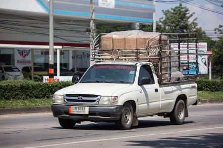 Chiangmai, Thailand -  October 8 2019: Private Toyota Hilux Tiger Pickup Truck.  On road no.1001 8...