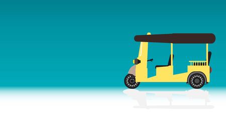 Tricycle or Tuk Tuk Taxi Vector on green backgroundのイラスト素材