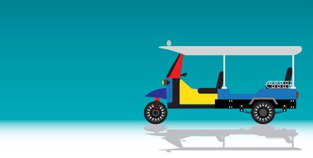 Tricycle or Tuk Tuk Taxi Vector on green backgroundのイラスト素材