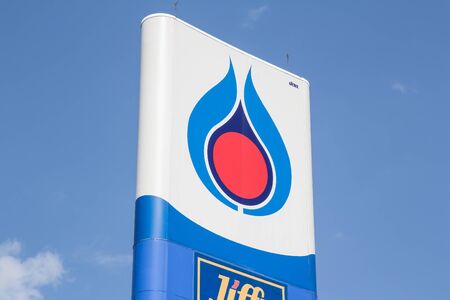 Chiangmai, Thailand - November 20 2019: PTT Oil station. Location on road no.1001 about 5 km from chiangmai city. Chiangmai, Thailand.のeditorial素材
