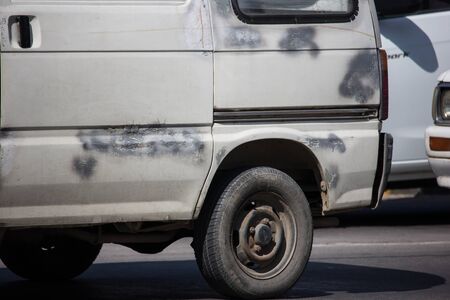 Chiangmai, Thailand - November 25 2019:  Private Daihatsu old Van Car. On road no.1001, 8 km from Chiangmai city.のeditorial素材