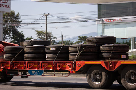 Chiangmai, Thailand - November 28 2019: Private Old Nissan UD  Cargo Truck. Photo at road no.1001...
