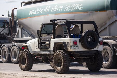 Chiangmai, Thailand - December 9 2019:  Jeep Rubicon Private car. Photo at road no 1001 about 8 km from downtown Chiangmai, thailand.のeditorial素材
