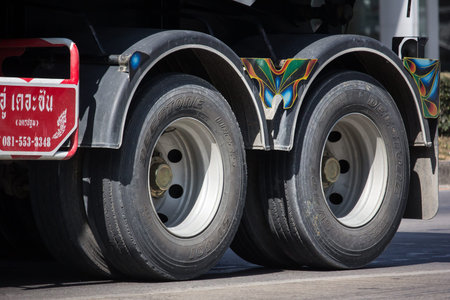 Chiangmai, Thailand - December 6 2019: DEESTONE Tires of Truck. On road no.1001, 8 km from Chiangmai...