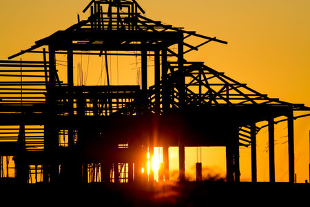 Shodow of construction building on morning time