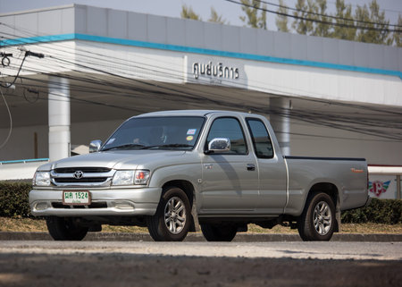 Chiangmai, Thailand - December 12 2019: Private Toyota Hilux Tiger Pickup Truck.  On road no.1001 8...