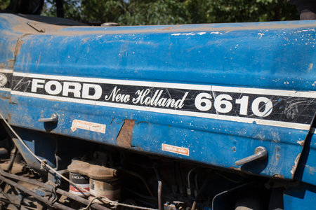 Chiangmai, Thailand - January 26 2020: Private Ford Tractor 6610 on Construction road. On road...