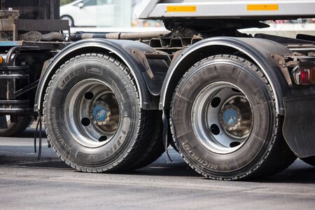 Chiangmai, Thailand - January 21 2020: MICHELIN Tires of Truck. On road no.1001, 8 km from Chiangmai city.のeditorial素材