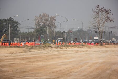 Chiangmai, Thailand - February 29 2020: Smoke and Pollution Haze on highway Chiangmai road.のeditorial素材