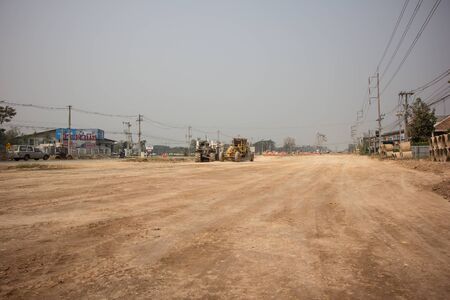 Chiangmai, Thailand - February 29 2020: Smoke and Pollution Haze on highway Chiangmai road.のeditorial素材