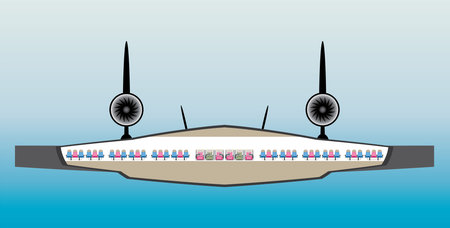 Cross section Seat Map of blended wing Passenger Airplane Vector