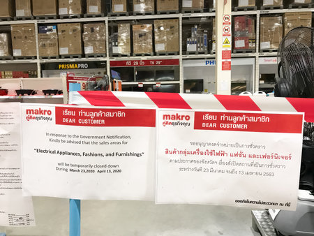 Chiangmai, Thailand - March  24 2020:  Closed down Area in Makro Hypermarket Maerim Chiang mai....