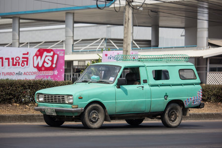 Chiangmai, Thailand - February 20 2020: Private car, Mazda Family mini Pick up truck.  On road...