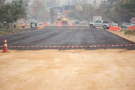 Chiangmai, Thailand - March  14 2020: Construction of new road no.121 outside ring road of chiangmai city.のeditorial素材