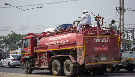Chiangmai, Thailand -  April 24 2020: Fire truck of Nongjom Subdistrict Administrative Organization....