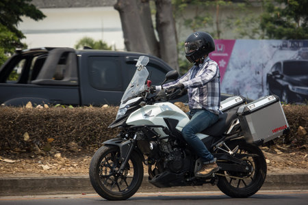 Chiangmai, Thailand - March  25 2020: Private Racing Honda CB500 Motorcycle. Photo at road no.121...