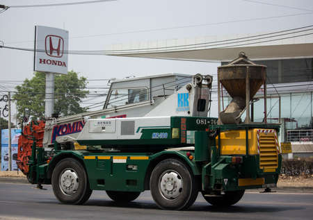 Chiangmai, Thailand -  April 9 2020: KATO Crane Truck of CJ Crane Company. Photo at road no 121 about 8 km from downtown Chiangmai, thailand.のeditorial素材
