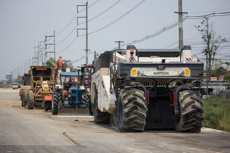 Chiangmai, Thailand -  April 14 2020: Private WIRTGEN Soil stabilizers Machine on Construction road....