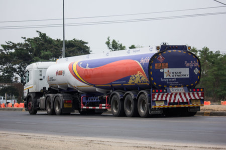 Chiangmai, Thailand -  April 14 2020: Oil Truck of Star Synergy Logistic  Oil transport Company. On...