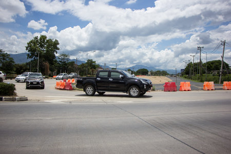 Chiangmai, Thailand -   June  6 2020:  Private Isuzu Dmax Pickup Truck. On road no.1001 8 km from...