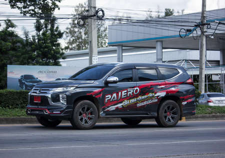 Chiangmai, Thailand -   July 16 2020:  Private Mitsubishi New Pajero Suv Car. On road no.1001 8 km from Chiangmai city.のeditorial素材