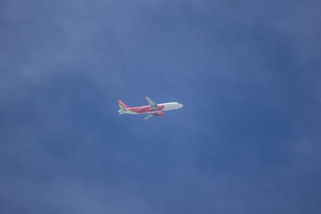 Chiangmai, Thailand -   July 29 2020: HS-VKF A320-200 of Thai Vietjet airline. Take off from Chiang Mai International Airport to Bangkok Airport.のeditorial素材