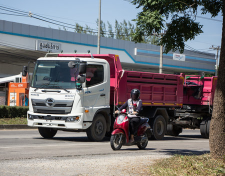 Chiangmai, Thailand -   October 26 2020:  Private Hino Dump Truck. On road no.1001 8 km from...