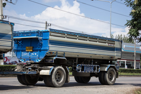 Chiangmai, Thailand -   November 3 2020:  Private Isuzu Dump Truck. On road no.1001 8 km from...