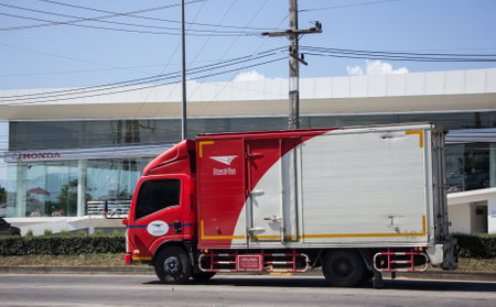 Chiangmai, Thailand -   November 13 2020:  Truck of Thailand Post. Photo at road no.121 about 8 km from downtown Chiangmai, thailand.のeditorial素材