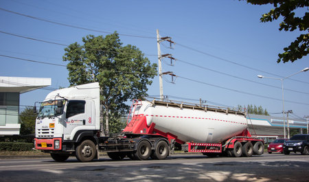 Chiangmai, Thailand -   November 23 2020: Cement truck of Just in time express Logistic company....