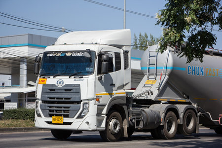 Chiangmai, Thailand -   November 27 2020: Cement truck of Chun Fast company.  On road no.1001, 8 km from Chiangmai city.のeditorial素材
