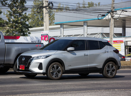 Chiangmai, Thailand - December 17 2020: Private car, Nissan Kicks. Photo at road no 121 about 8 km from downtown Chiangmai, thailand.のeditorial素材