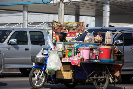 Chiangmai, Thailand - December 17 2020: 
 Private Motorcycle, mobile sale shop. Photo at road no.121 about 8 km from downtown Chiangmai, thailand.のeditorial素材