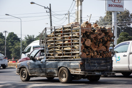 Chiangmai, Thailand - December 17 2020: Private Toyota Hilux Tiger Pickup Truck.  On road no.1001 8 km from Chiangmai city.のeditorial素材