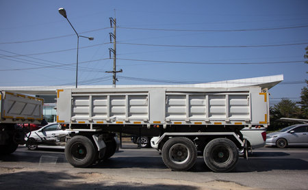 Chiangmai, Thailand - January 5 2021:  Private Old Nissan UD  Cargo Truck. Photo at road no.1001...