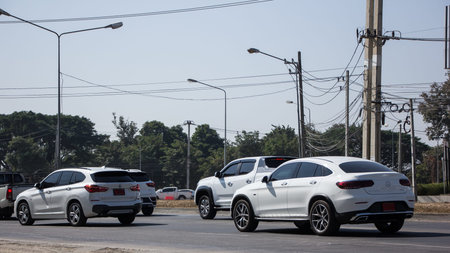 Chiangmai, Thailand - January 5 2021:  Private suv car, Benz GLC300e. Photo at road no.1001 about 8...
