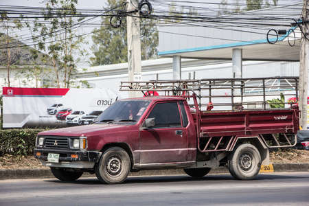 Chiangmai, Thailand - February  9 2021: 
 Private Old Pickup car, Mitsubishi Cyclone. On road no.1001, 8 km from Chiangmai Business Area.のeditorial素材