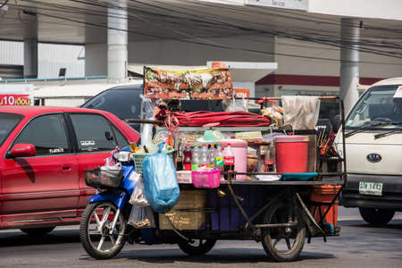 Chiangmai, Thailand - March  2 2021: Private Motorcycle, mobile sale shop. Photo at road no.121 about 8 km from downtown Chiangmai, thailand.のeditorial素材