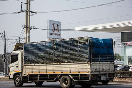 Chiangmai, Thailand - March  2 2021: Private Hino  Cargo Truck. Photo at road no.1001 about 8 km from downtown Chiangmai, thailand.のeditorial素材