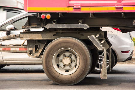 Chiangmai, Thailand - March  11 2021: MICHELIN Tires of Truck. On road no.1001, 8 km from Chiangmai city.のeditorial素材